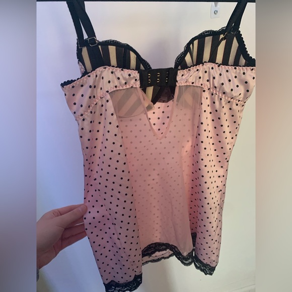 Pink and Black Polka Dot Slip Lingerie - Picture 2 of 5